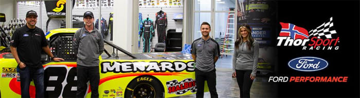 ThorSport Racing's 2023 driver lineup (from left): Matt Crafton, Ben Rhodes, Ty Majeski and Hailie Deegan (photo courtesy ThorSport Racing).
